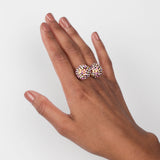 Double Bauble Aurora Borealis Crystal 1960's Era Inspired Ring
