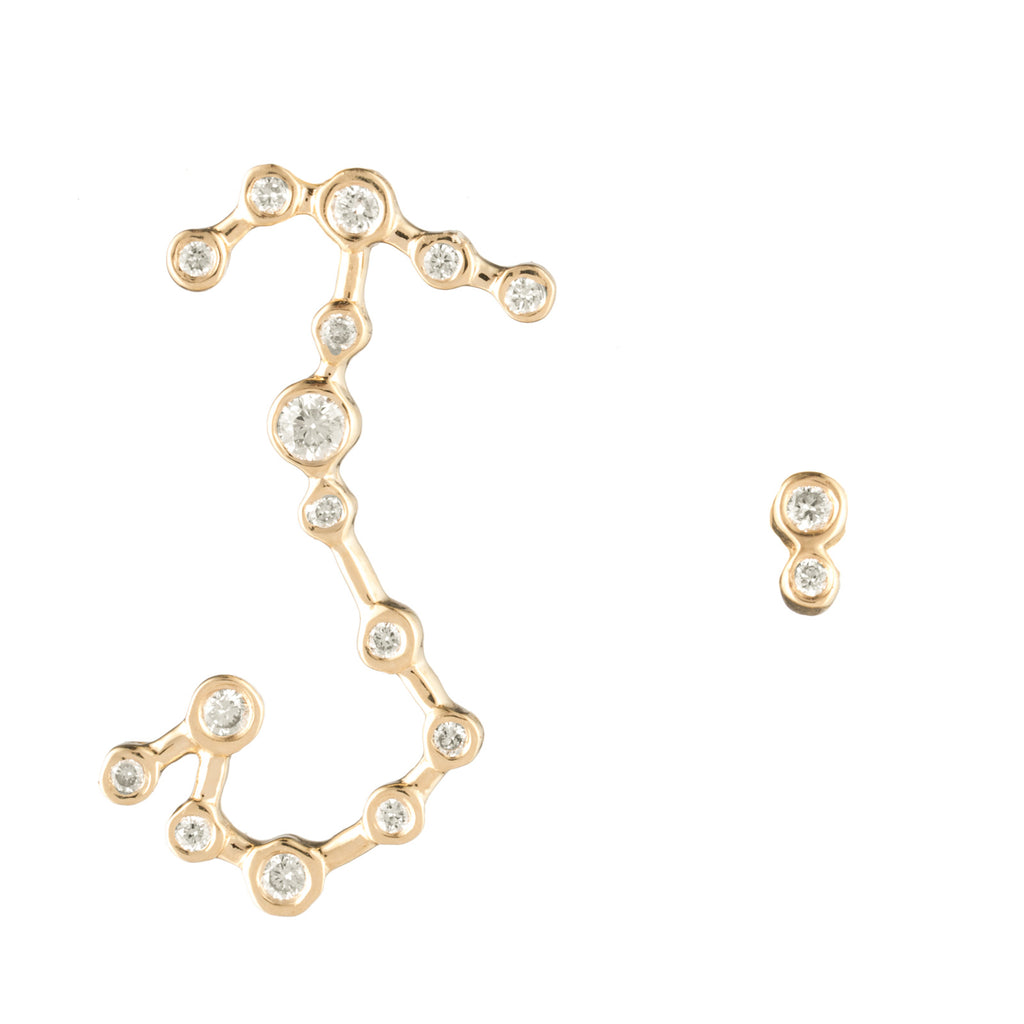 Zodiacs 14K & Diamond Scorpio + Water Stud Set
