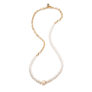 Plaza Long White Pearl Chain Necklace Base