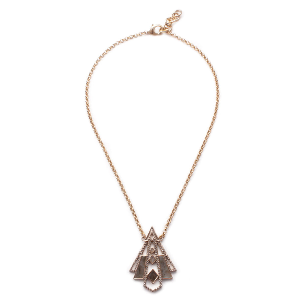 Odeon Labradorite and Marcasite Gemstone Mosaic Necklace