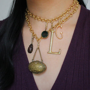 Plaza Round Link Chain Necklace- Worn Gold