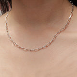 Silver-Plated Plaza Rectangle Link Short Necklace